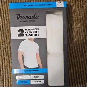 Premium Basics Ultra-Soft White Crewneck T-Shirt - 2 Pack/ Tailored Modernfit XL